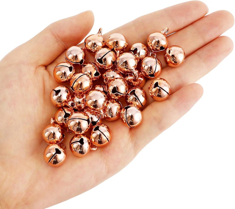 LIGHOON 1/2 Inch Jingle Bells Small Bell Mini Bells, Tiny Crafts Bells, DIY for Christmas Home Making Ornaments Wreath Pet Decorations Bracelet Anklets Necklace Knitting Jewelry Making 120 Pcs, Rose Gold - Image 3